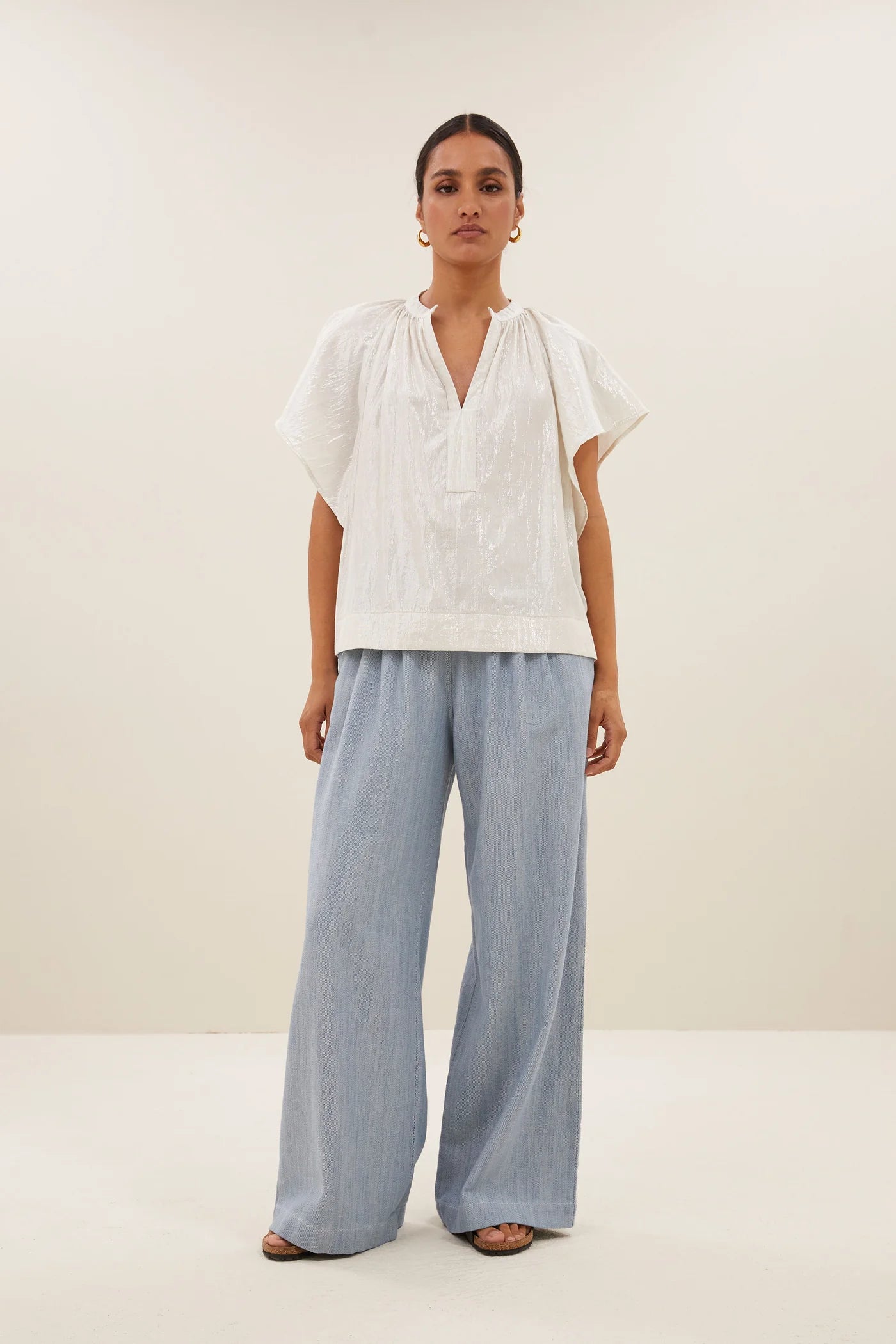 Vina Lurex Blouse Silver