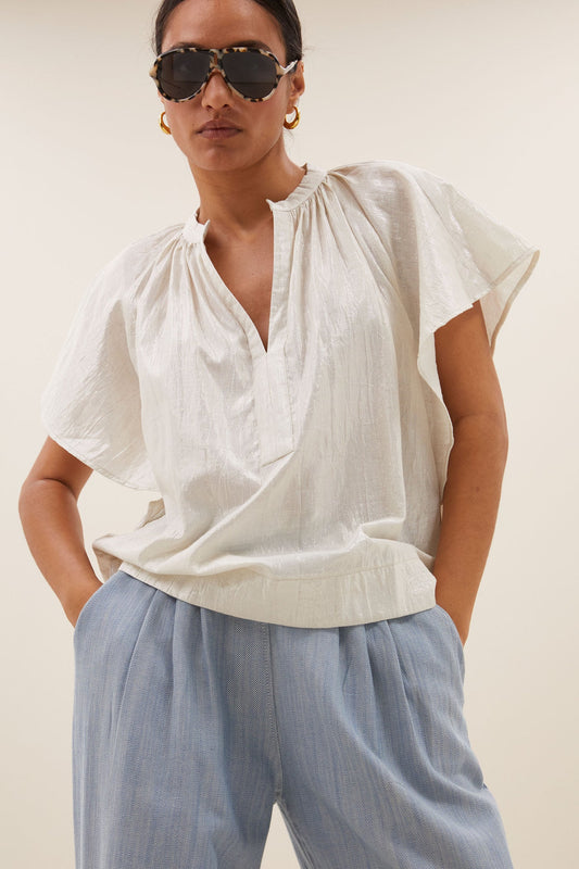 Vina Lurex Blouse Silver
