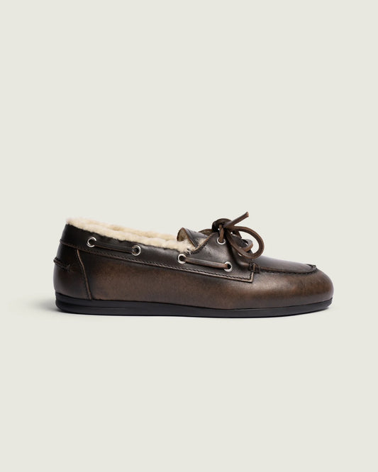 Boat Loafer Brushed Fur Leather