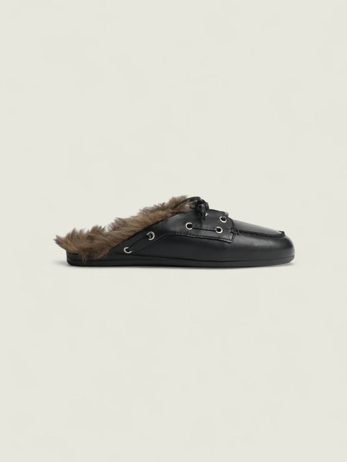 Boat Loafer Mule Hairy Fur