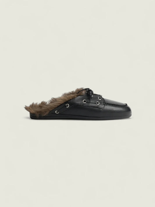 Boat Loafer Mule Hairy Fur
